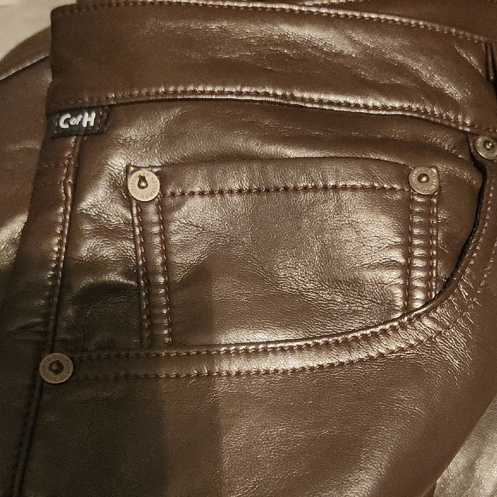 #51...NWT Women's Citizens of Humanity Dark Brown Leather Pants...33 - Picture 8 of 8